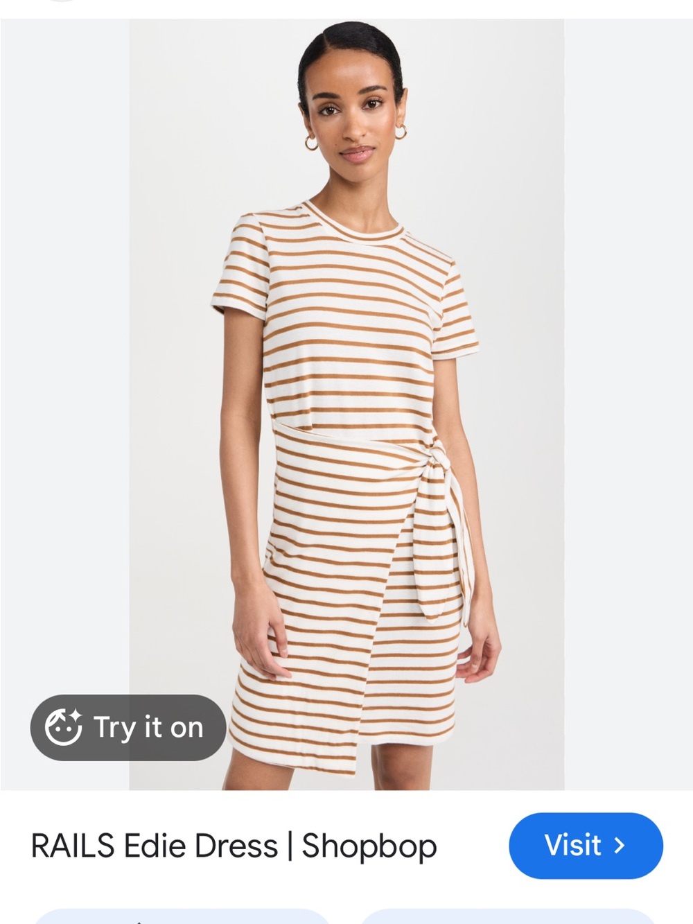 Rails Striped Mini Dress in White and Tan